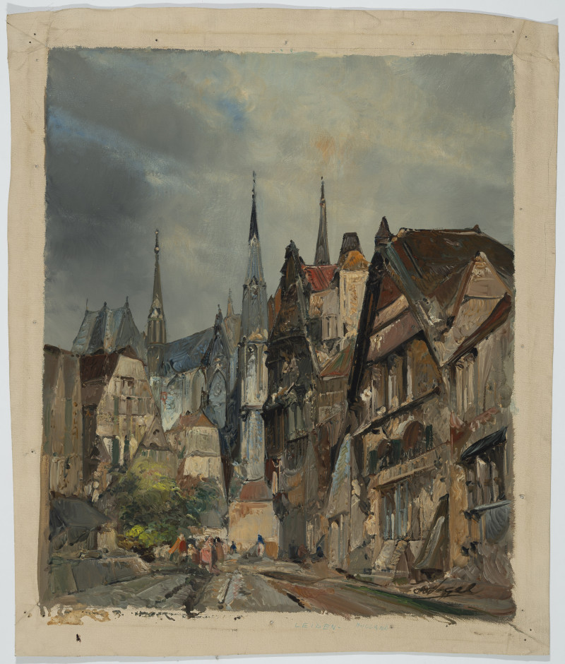 Jan de Vogel - Cathedral Exterior Stormy Skies in Leiden