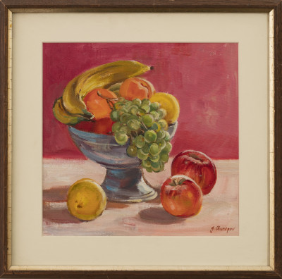 George Cherepov - Group, two (2) still life with fruit, still life with bouquet
