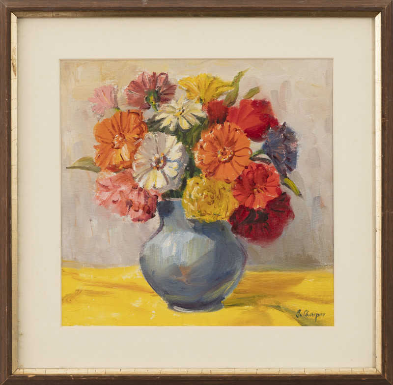 George Cherepov - Group, two (2) still life with fruit, still life with bouquet