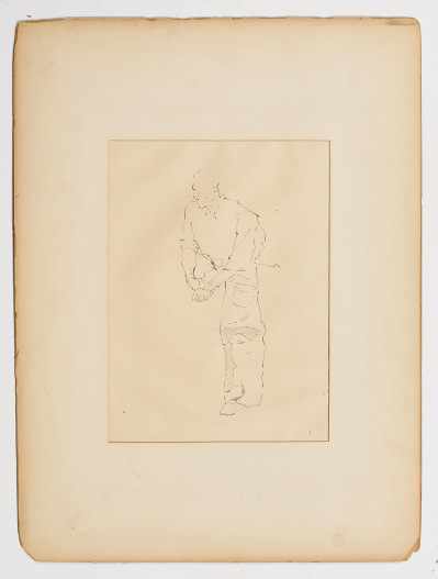 Frederic Remington (attributed) - Group, five figural studies on three (3) sheets