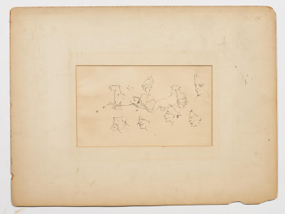 Frederic Remington (attributed) - Group, five figural studies on three (3) sheets