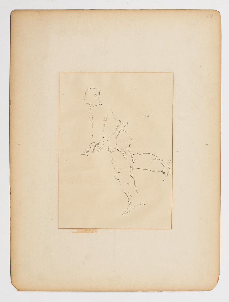 Frederic Remington (attributed) - Group, five figural studies on three (3) sheets