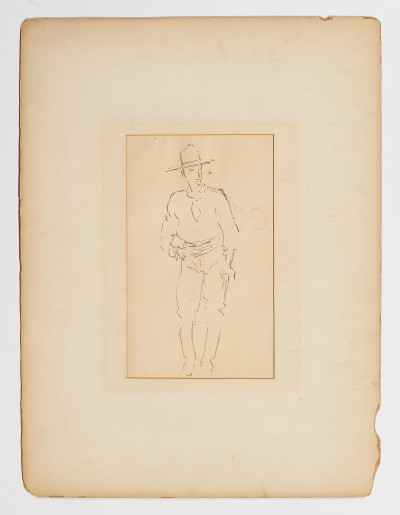 Frederic Remington (attributed) - Group, five figural studies on three (3) sheets