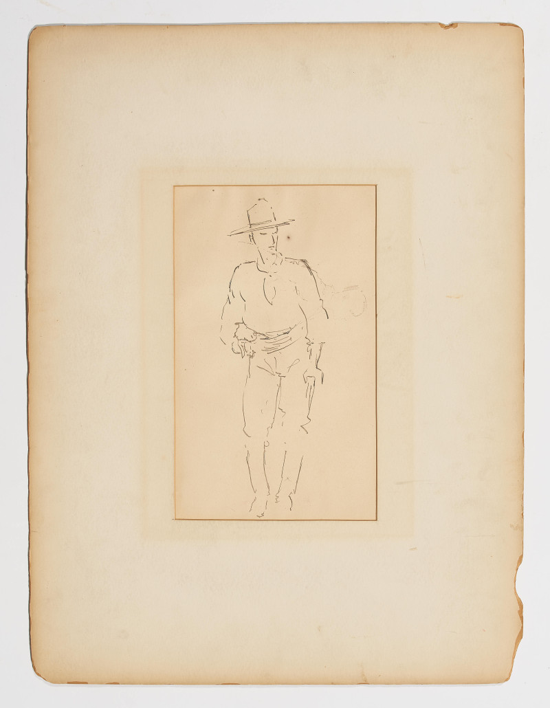 Frederic Remington (attributed) - Group, five figural studies on three (3) sheets