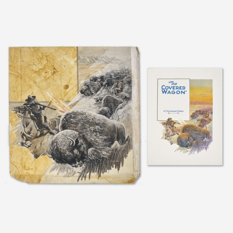 Unknown Artist - Original artwork for early Western movie promotion