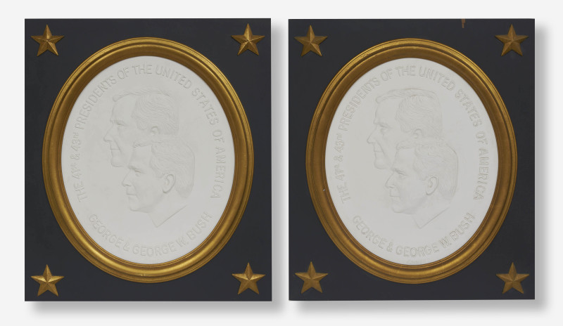 David Pryor Adickes - George &amp;amp; George W. Bush bas-relief (2)