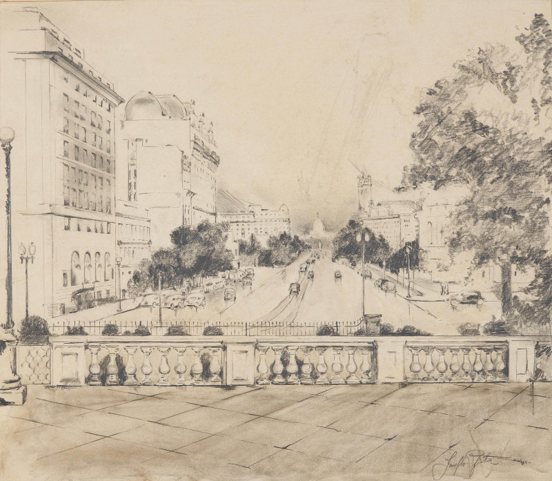 Unknown Artist - Pennsylvania Ave from the Terrace of the Treasury Building