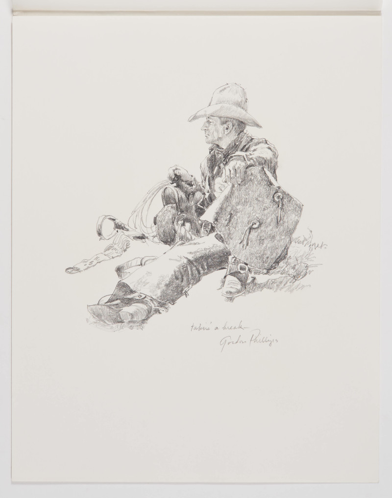 Gordon Phillips - Group, four (4) sketches of cowboys with lassos