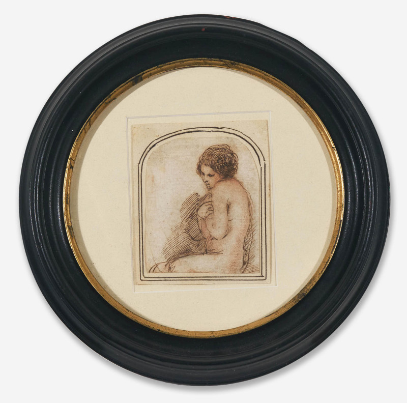 Giovanni Francesco Barbieri (Il Guercino) - Nude Study of a Seated, Young Woman