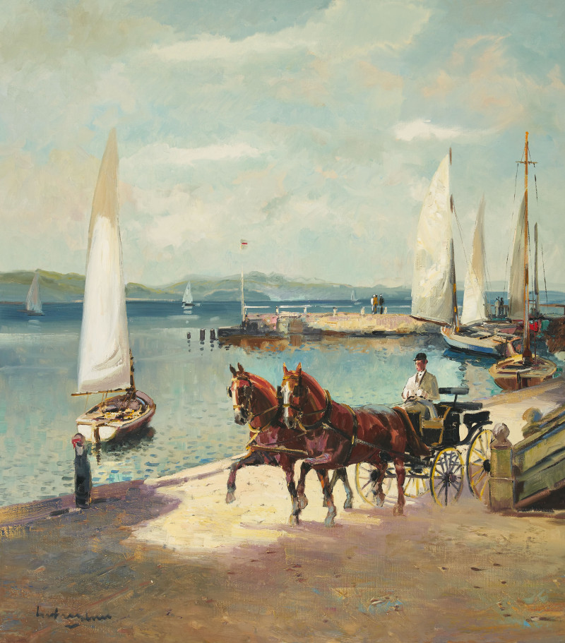 Ludwig Gschossmann - Lake Sail Promenade at Starnbergerse Lake Starnberg Near Munich
