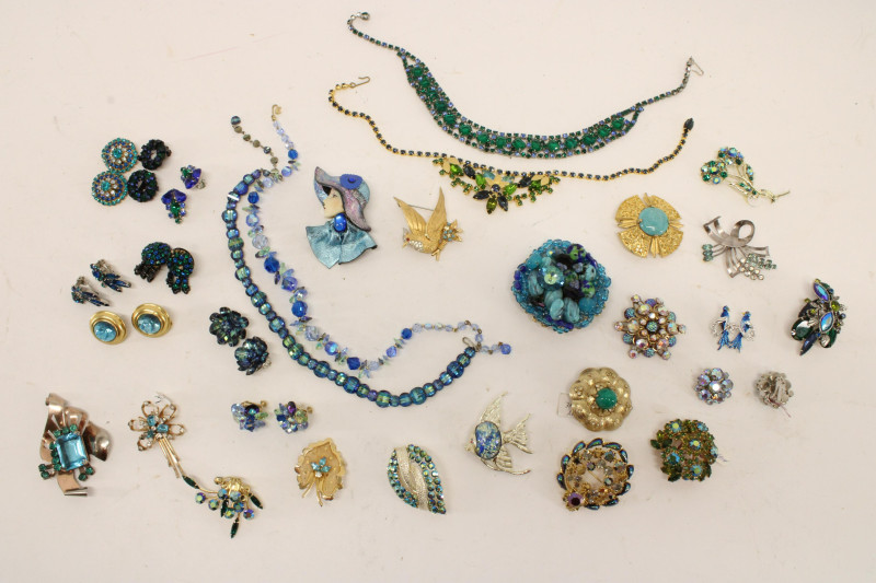 Group of Vintage Green &amp;amp; Teal Costume Jewelry