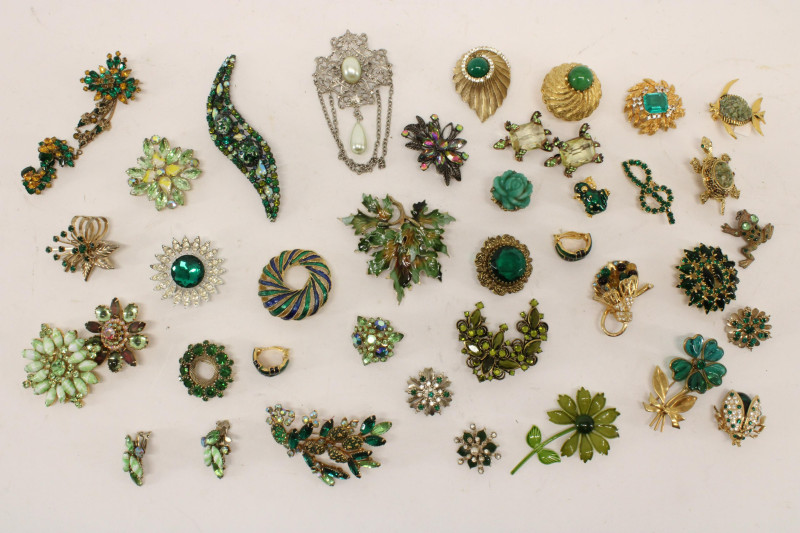 Group of Vintage Green &amp;amp; Teal Costume Jewelry