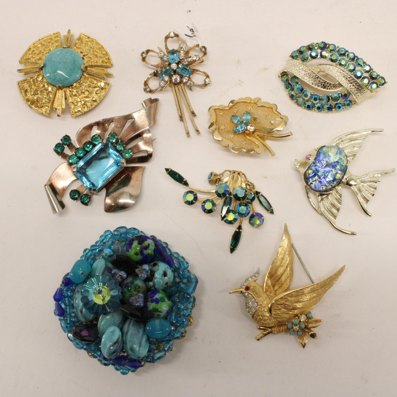 Group of Vintage Green &amp;amp; Teal Costume Jewelry