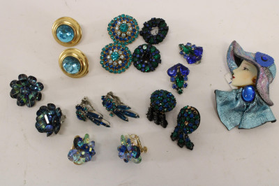 Group of Vintage Green &amp;amp; Teal Costume Jewelry