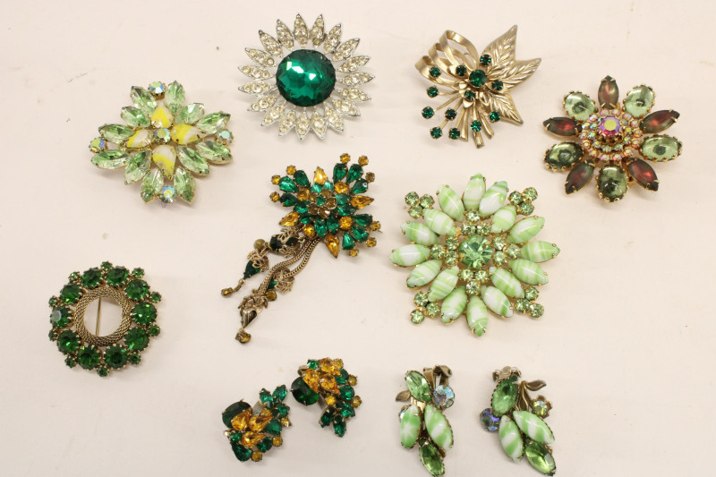 Group of Vintage Green &amp;amp; Teal Costume Jewelry