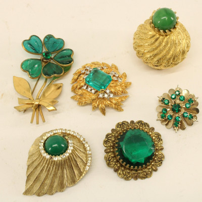 Group of Vintage Green &amp;amp; Teal Costume Jewelry