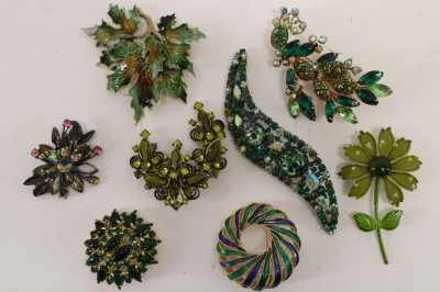 Group of Vintage Green &amp;amp; Teal Costume Jewelry