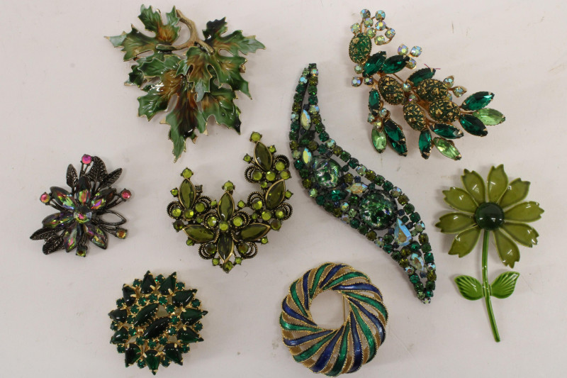 Group of Vintage Green &amp;amp; Teal Costume Jewelry