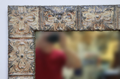 Vintage Pressed Tin Frame Wall Mirror