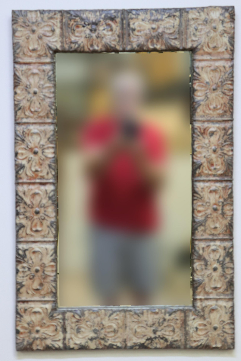 Vintage Pressed Tin Frame Wall Mirror