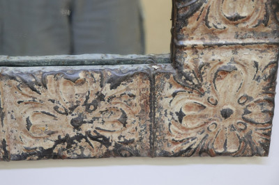 Vintage Pressed Tin Frame Wall Mirror