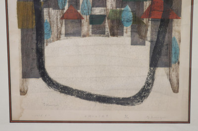 Goro Kumagai, Abstract, color woodblock print