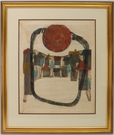 Goro Kumagai, Abstract, color woodblock print