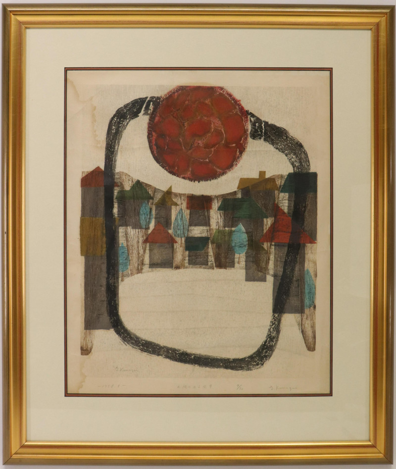 Goro Kumagai, Abstract, color woodblock print