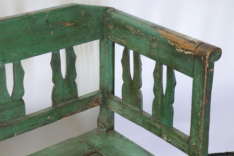 Country Green Painted Pine Hall Settle