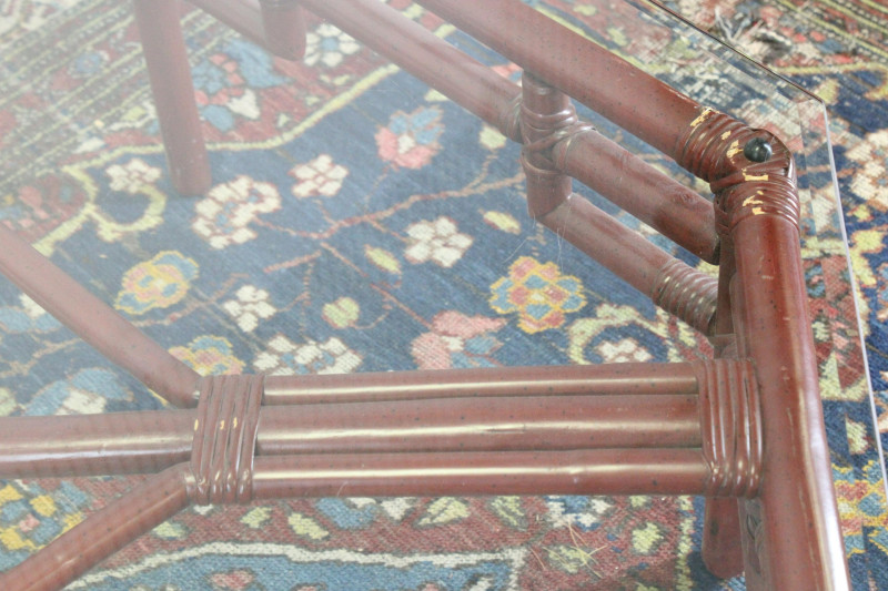 Ficks Reed Octagonal Painted Bamboo Cocktail Table