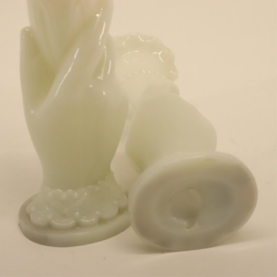 8 Glass Hand Vases; colored, milk &amp;amp; frosted