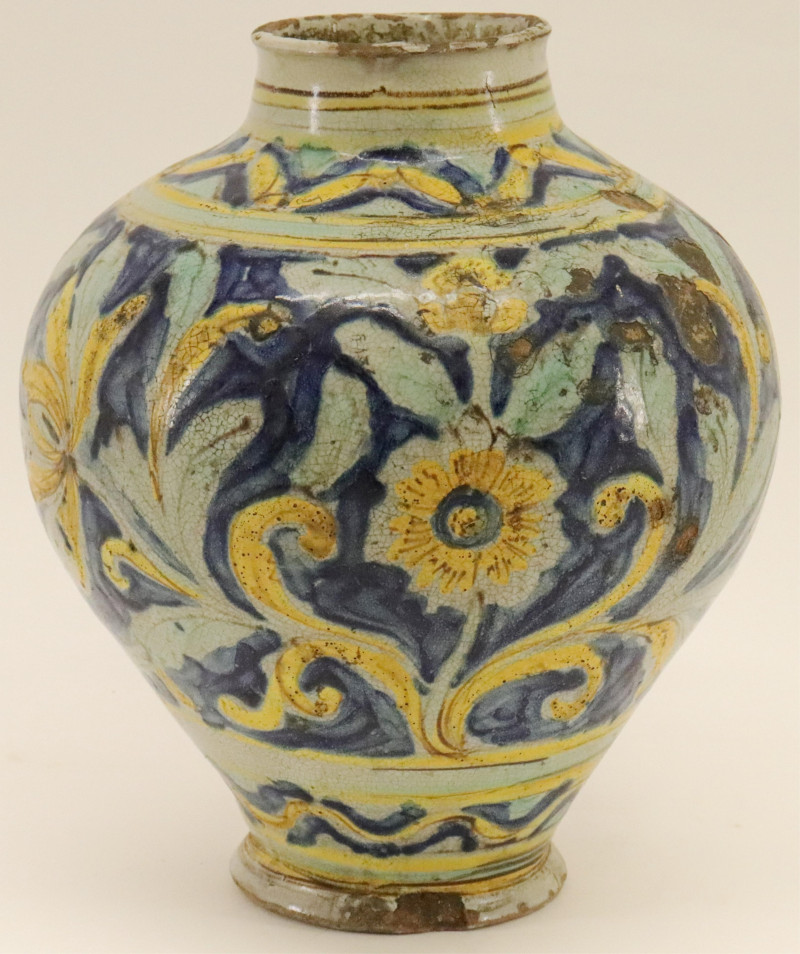 Colorful Pottery Vase/Jar, prob. Persian, 19th C.