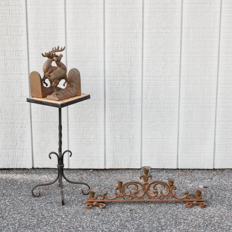 Decorative Metal Accessories: Stag Bookends, Etc.