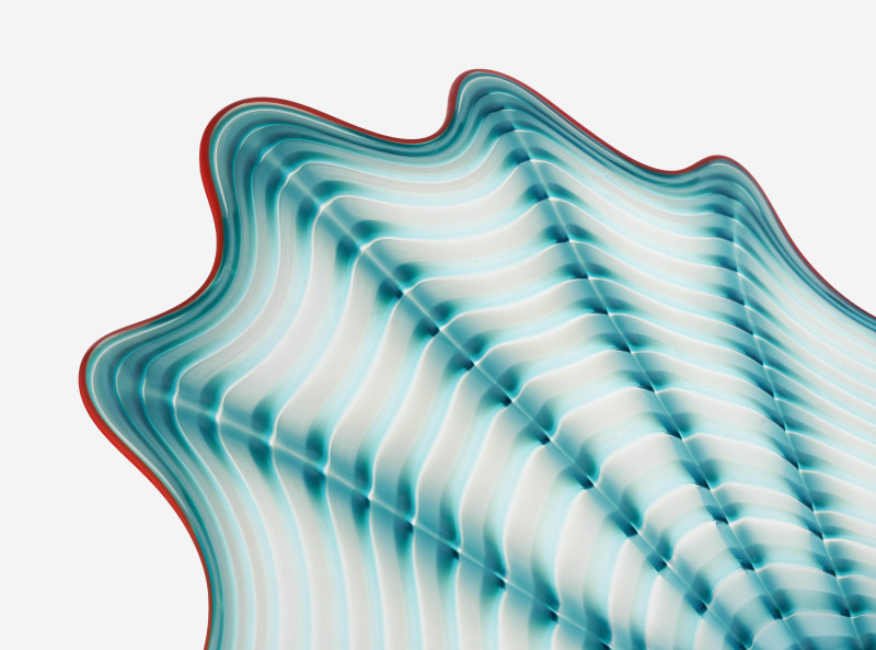 Dale Chihuly - Single Element from Blue Persian set with Red Lip Wrap