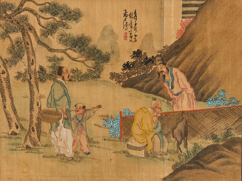 Artist Unknown - Group of Two (2) Chinese Watercolors with Figures