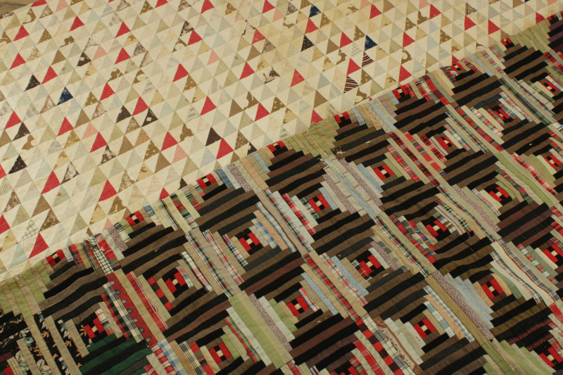 Two Vintage Quilts: Log Cabin Diagonal Triangles