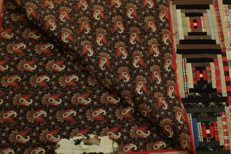 Two Vintage Quilts: Log Cabin Diagonal Triangles