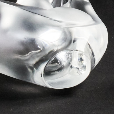 Lalique Crystal - Two Crystal Pieces, Love Bird Vase, and Mesanges Candleholder