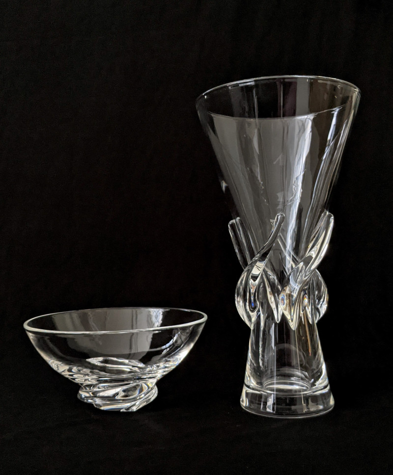 Steuben Glass - Group of two pieces, one vase and a Dish