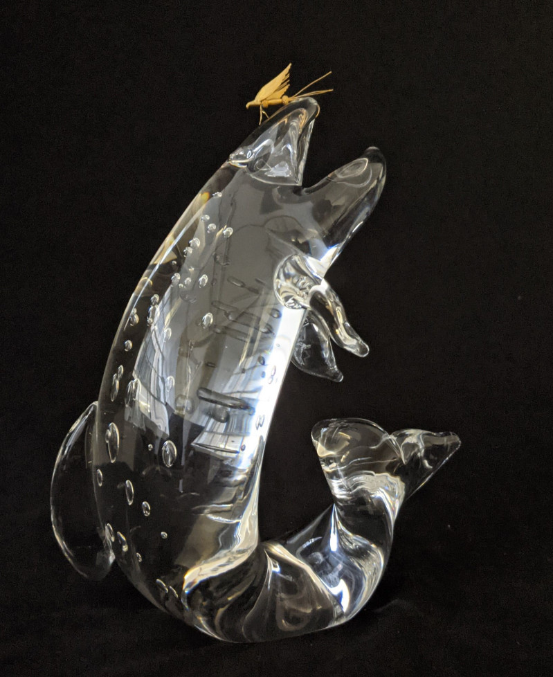 James Houston for Steuben Glass - Trout and Fly Desk Ornament