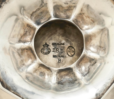 Georg Jensen Silversmithy - Pair of Silver Pedestal Bowls with Foliate Motif to Stem