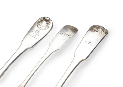 European Silversmiths - Sterling silver flatware, twenty one pieces: spoons, forks and a ladle