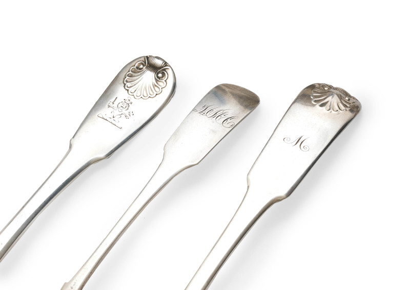 European Silversmiths - Sterling silver flatware, twenty one pieces: spoons, forks and a ladle