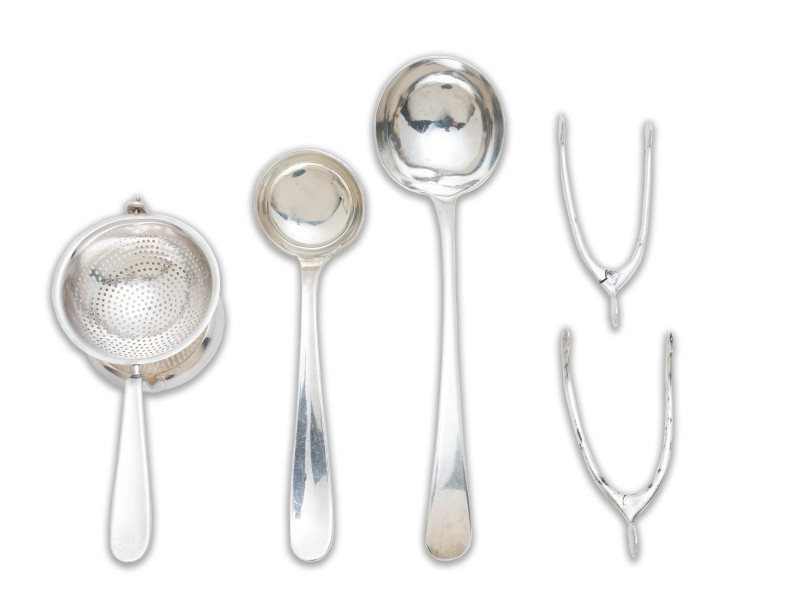 Christofle, Gorham, and other makers - Five Sterling and Silver-Plated Pieces