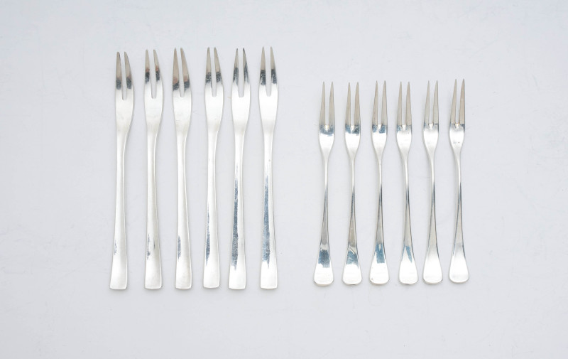 Danish and German cocktail forks - Cocktail forks: 6 sterling silver