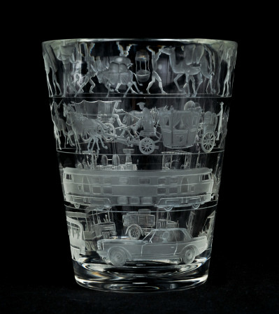 Scandinavian Glass Makers - Orrefors Glass vase with 2 other Engraved Pieces