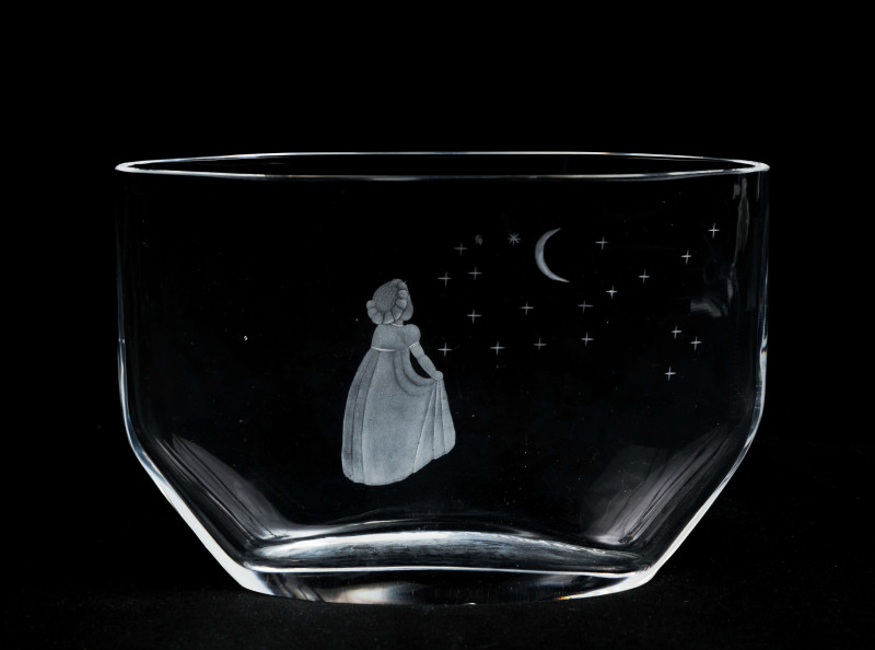 Scandinavian Glass Makers - Orrefors Glass vase with 2 other Engraved Pieces