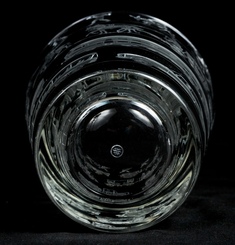 Scandinavian Glass Makers - Orrefors Glass vase with 2 other Engraved Pieces