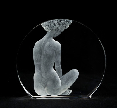 Scandinavian Glass Makers - Orrefors Glass vase with 2 other Engraved Pieces