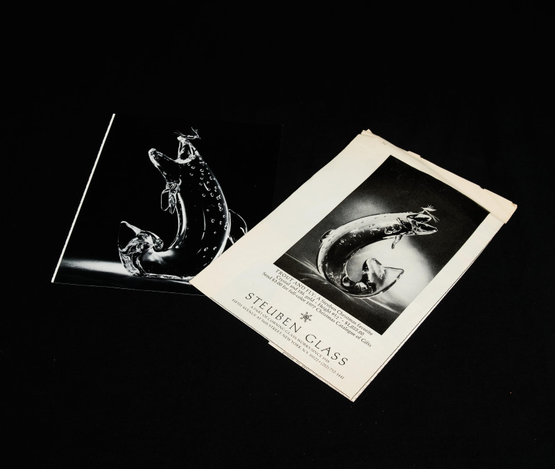 James Houston for Steuben Glass - Group of Two (2) Trout and Fly Desk Ornament